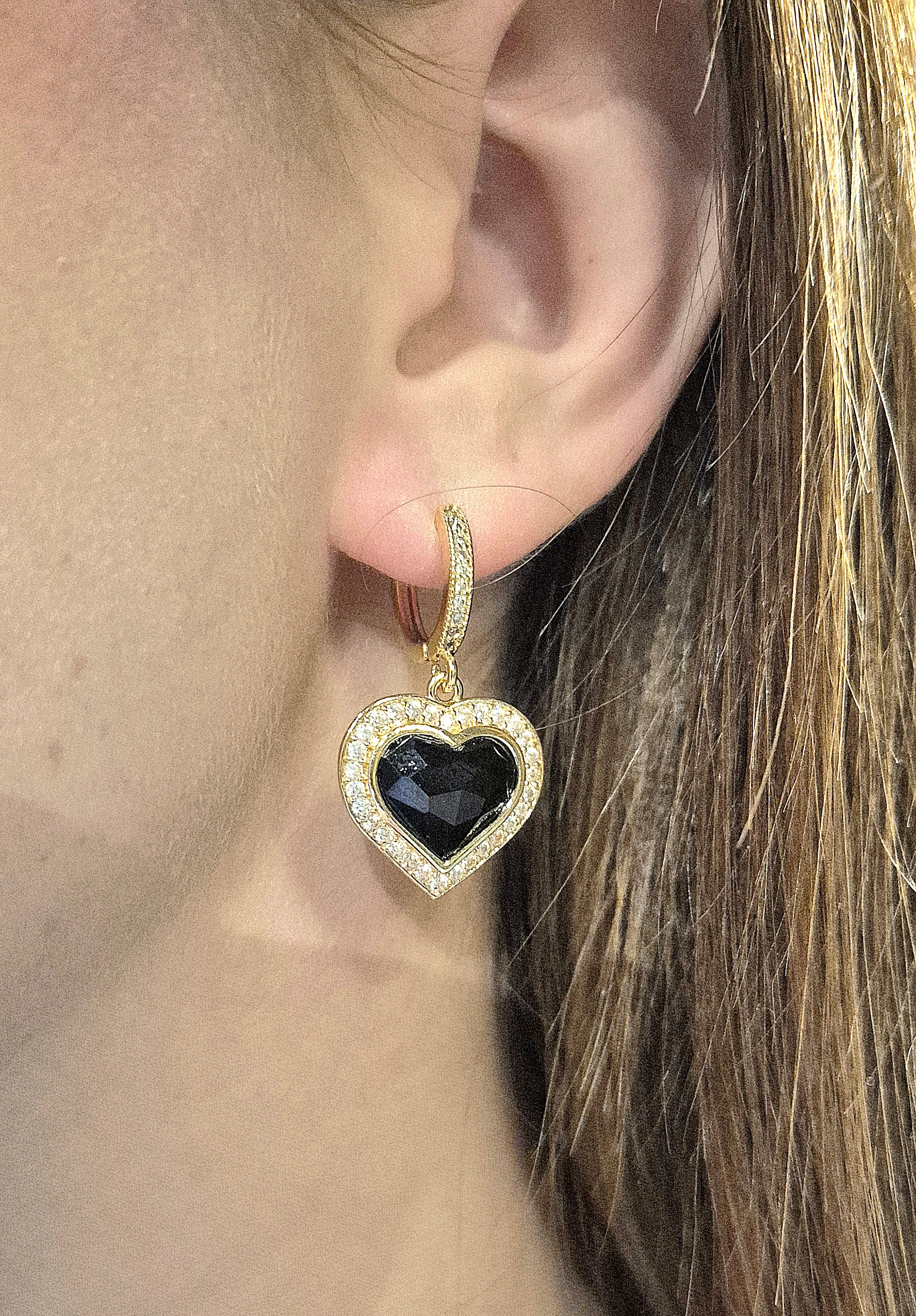 Black Heart - Orecchini dal Cuore nero che brilla di luce
